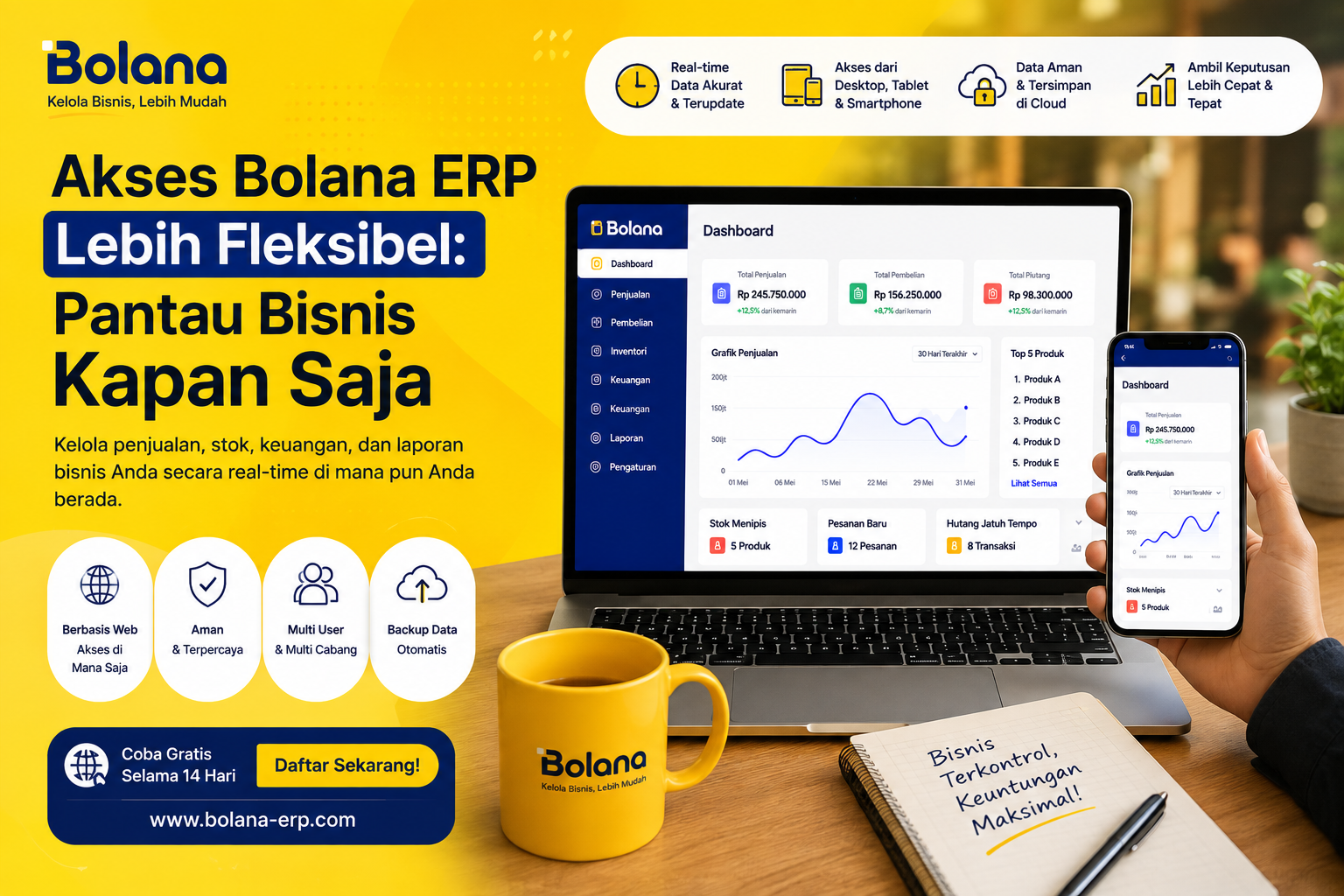 Akses Bolana ERP Lebih Fleksibel: Pantau Bisnis Kapan Saja